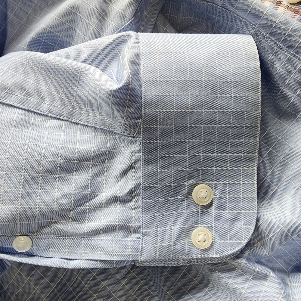 Pronto Uomo Non-Iron Blue Dress Shirt with Point Collar - 17 (36/37) - Picture 7 of 7
